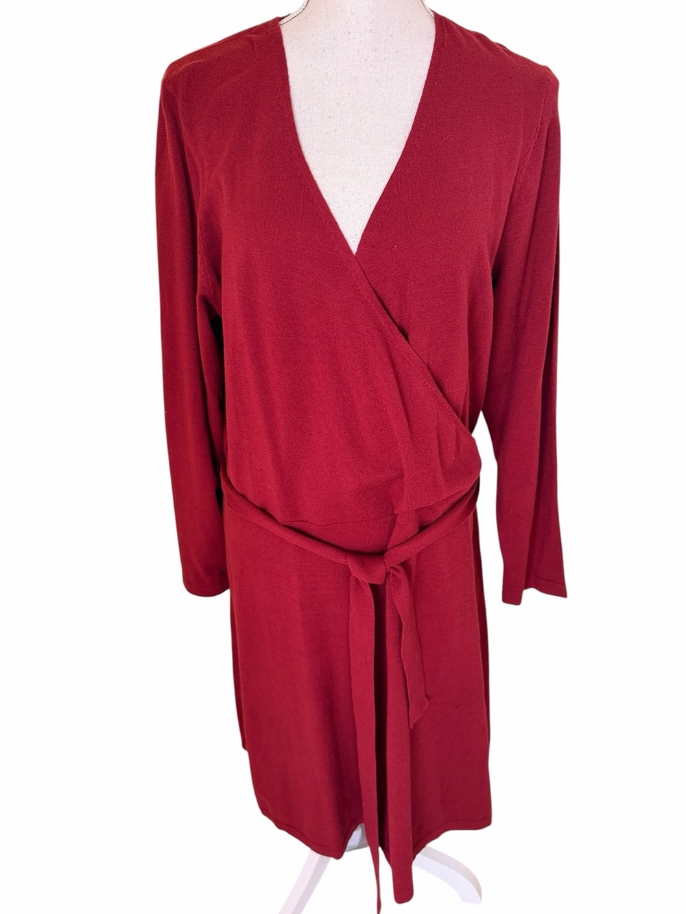 Vero Moda Burgundy Sweater Knit Faux Wrap Dress 2X